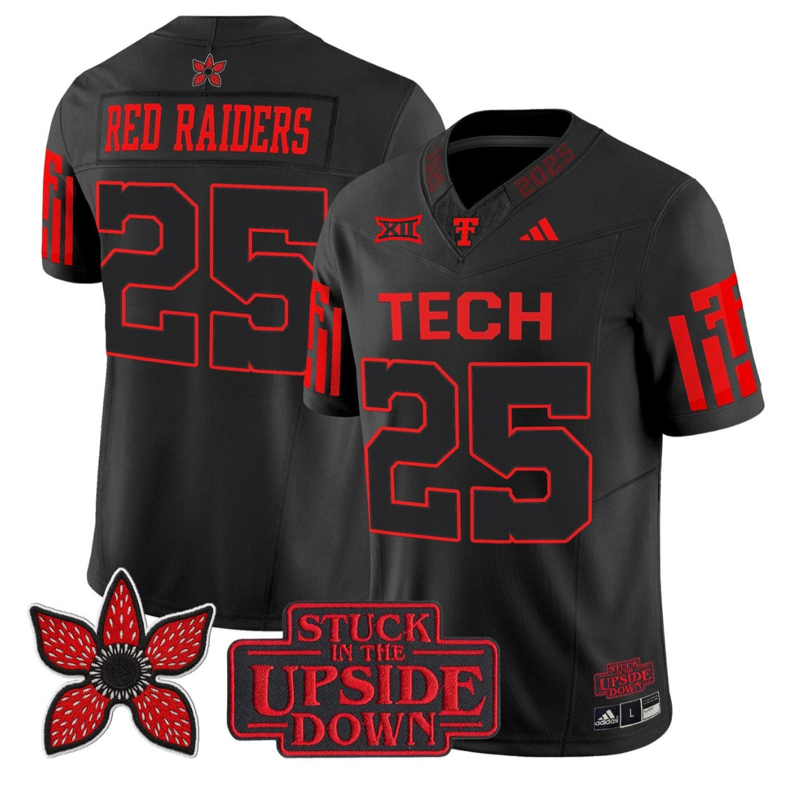 Red Raiders Jersey #25 Texas Tech Red Raiders Stranger Things Edition Stitched