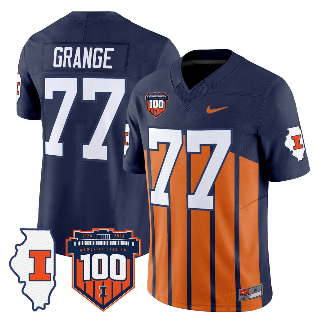 Red Grange Jersey #77 Illinois Fighting 100th Memorial Stadium Throwback