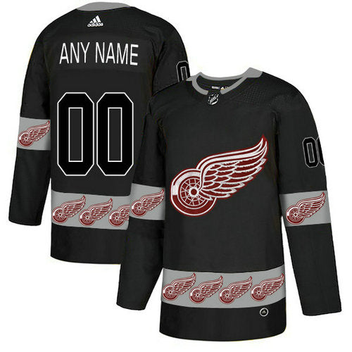 Red Wings Custom Black Team Logos Fashion Jersey