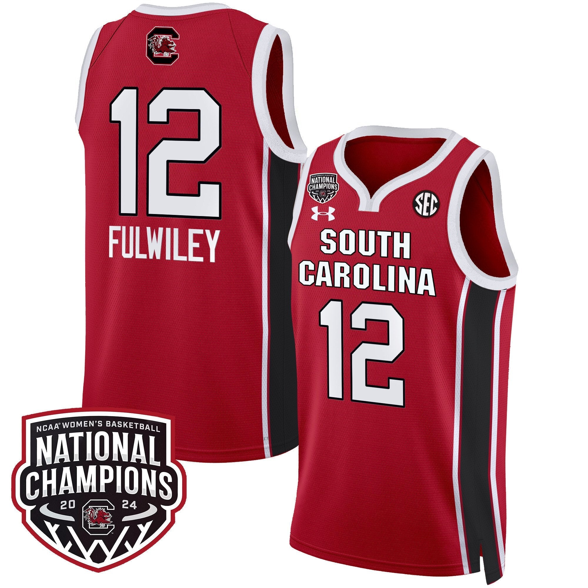 MiLaysia Fulwiley Jersey #12 South Carolina Gamecocks Basketball 2024 National Champions All Stitched Red