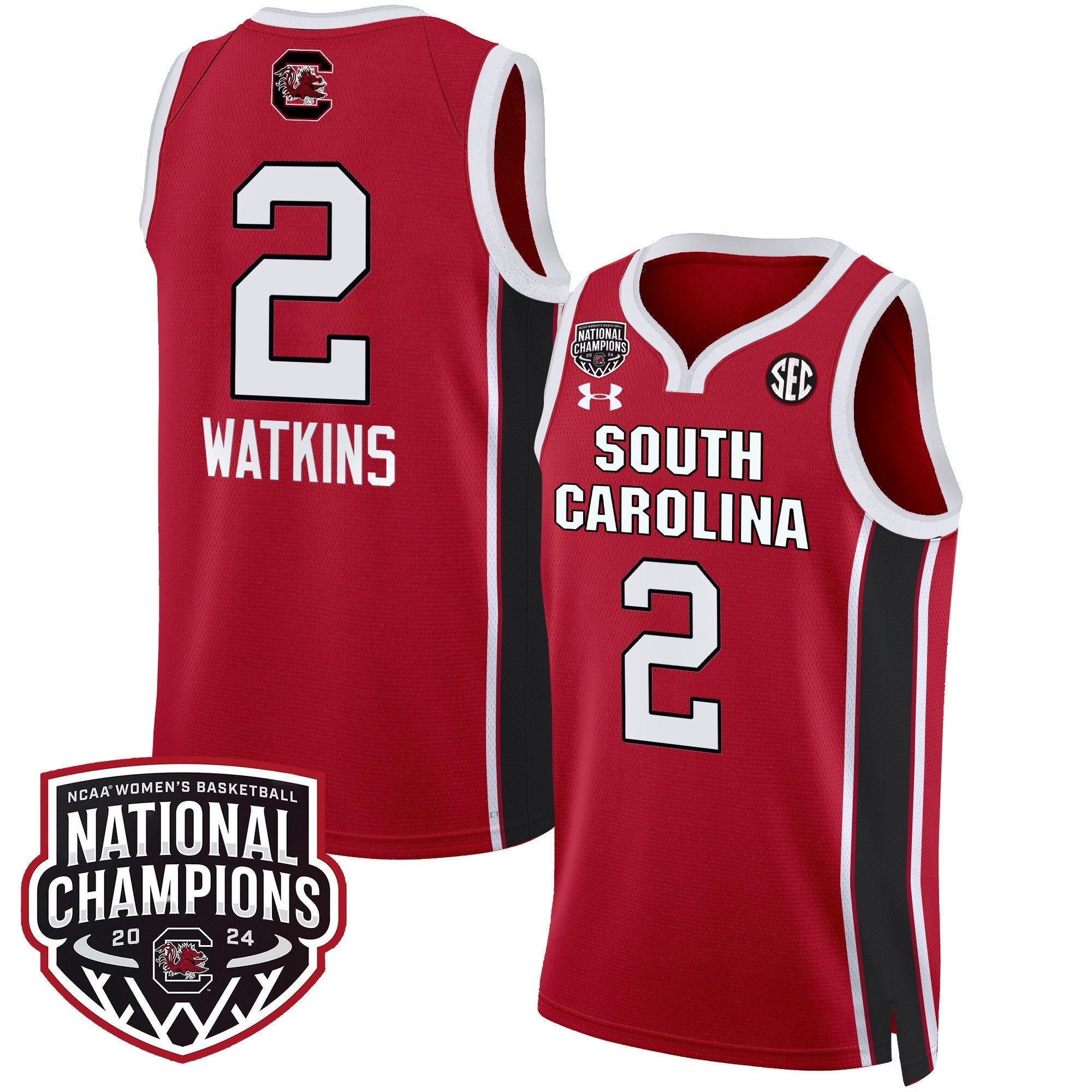 Ashlyn Watkins Jersey #2 South Carolina Gamecocks Basketball 2024 National Champions All Stitched Red