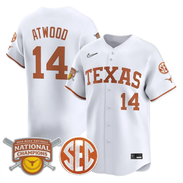 Reese Atwood Jersey #14 Texas Longhorns 2025 National Champions White