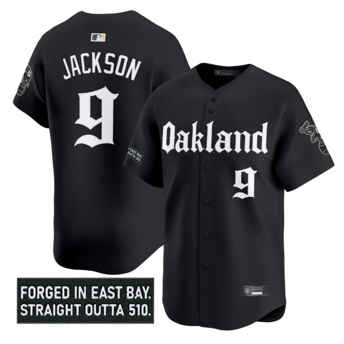 Reggie Jackson Jersey #9 Oakland Athletics Gothic East Bay Edition Black