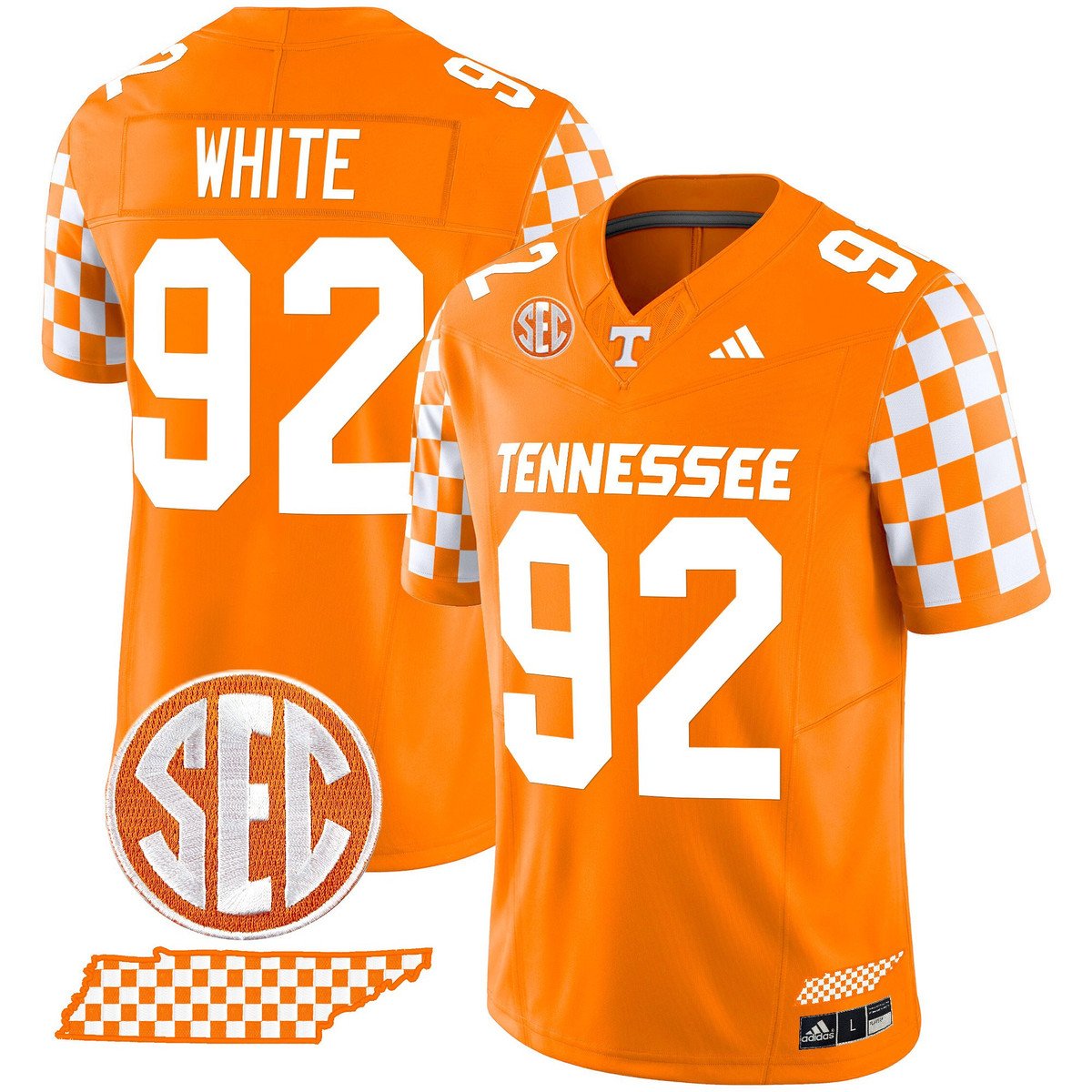 Reggie White Jersey #92 Tennessee Vols Rebrand 2026 Checkerboard Stitched Orange