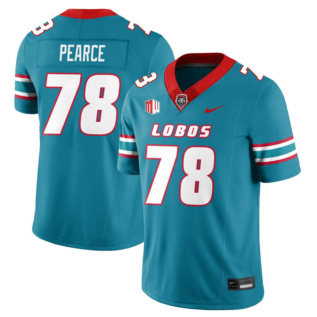 Richard Pearce Jersey #78 UNM Lobo Football 2025 All Stitched Turquoise