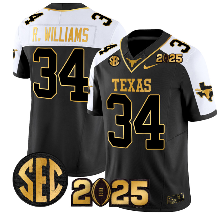 Ricky Williams Jersey #34 Texas Longhorns 2025 CFP Final Patch Alternate