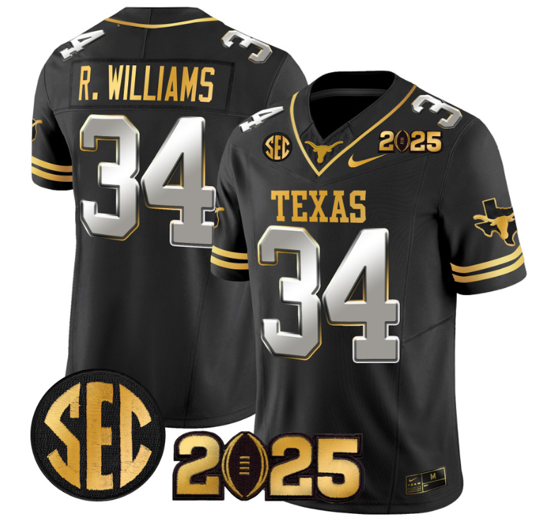 Ricky Williams Jersey #34 Texas Longhorns 2025 CFP Final Patch Black Limited