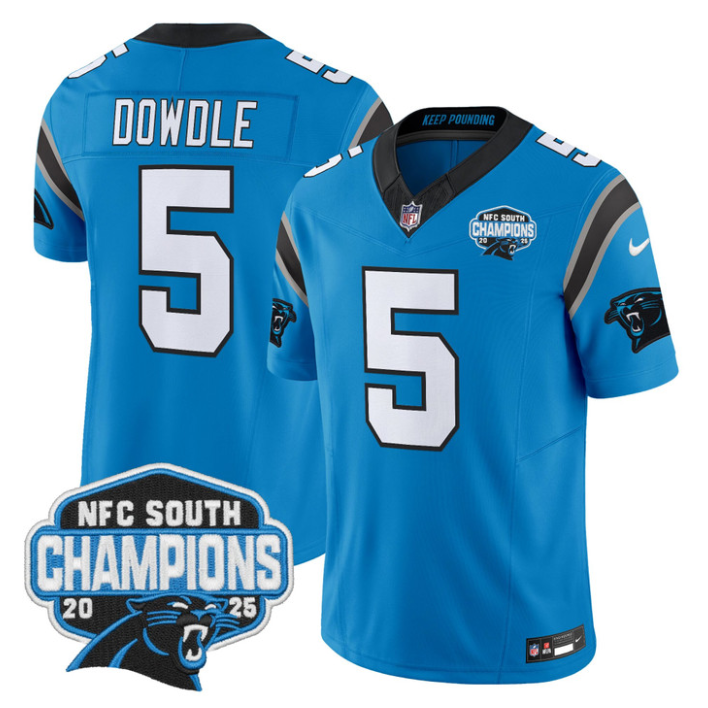 Rico Dowdle Jersey #5 NFC South Division Champions 2025 Vapor Stitched Blue