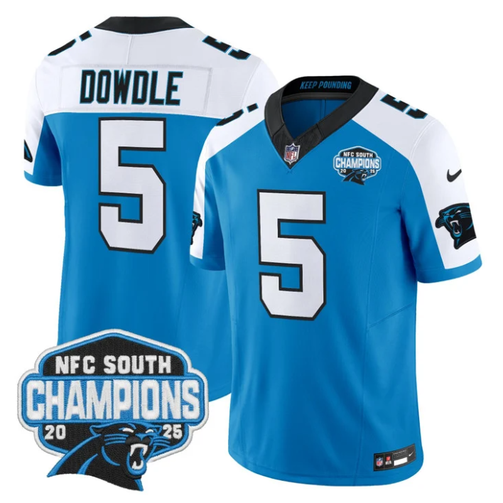 Rico Dowdle Jersey #5 NFC South Division Champions 2025 Vapor Stitched Blue Alternate