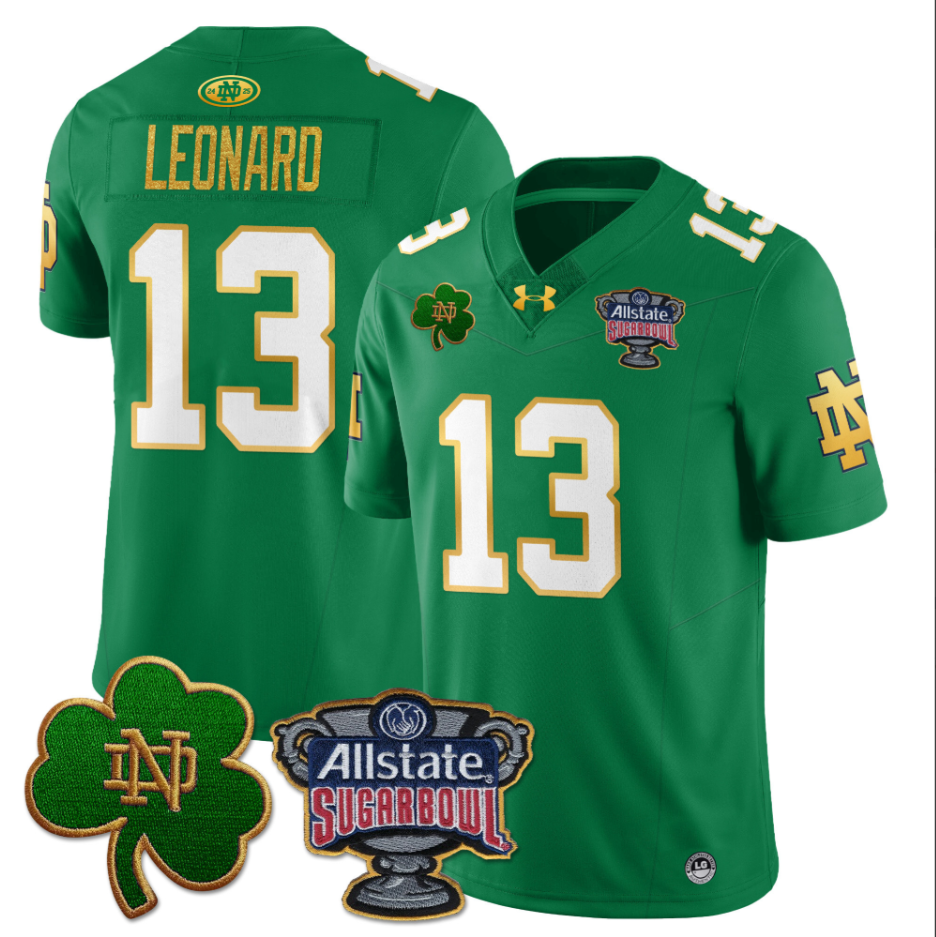 Riley Leonard Jersey #13 Notre Dame Fighting Irish Allstate Sugar Bowl Green