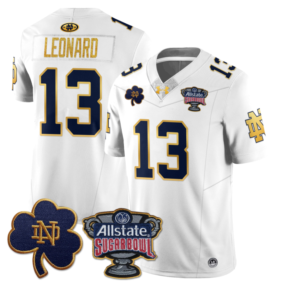 Riley Leonard Jersey #13 Notre Dame Fighting Irish Allstate Sugar Bowl White