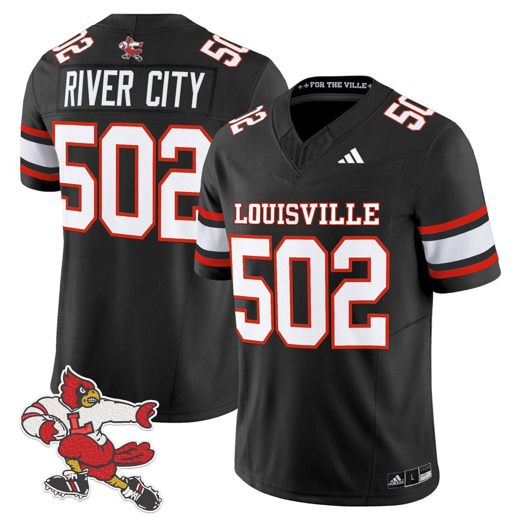 River City Jersey #502 Louisville Cardinals 1980s Throwback Stitched Black