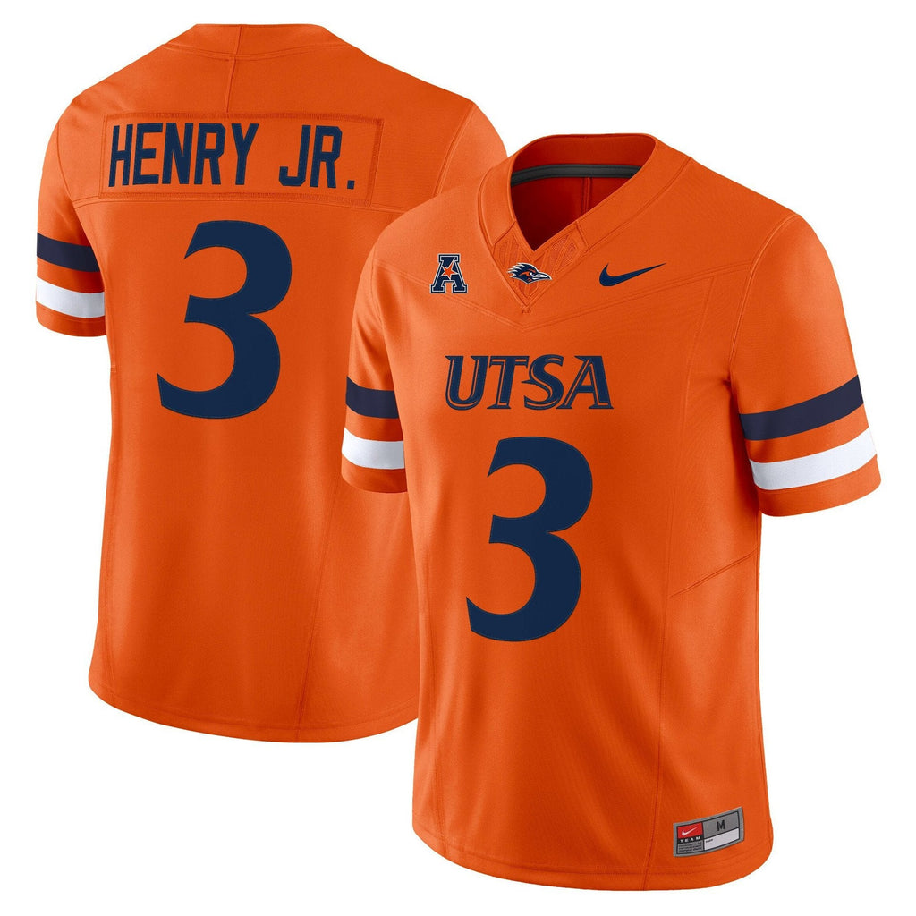 Robert Henry Jr Jersey #3 UTSA Roadrunners 2025 Vapor Limited Stitched Orange