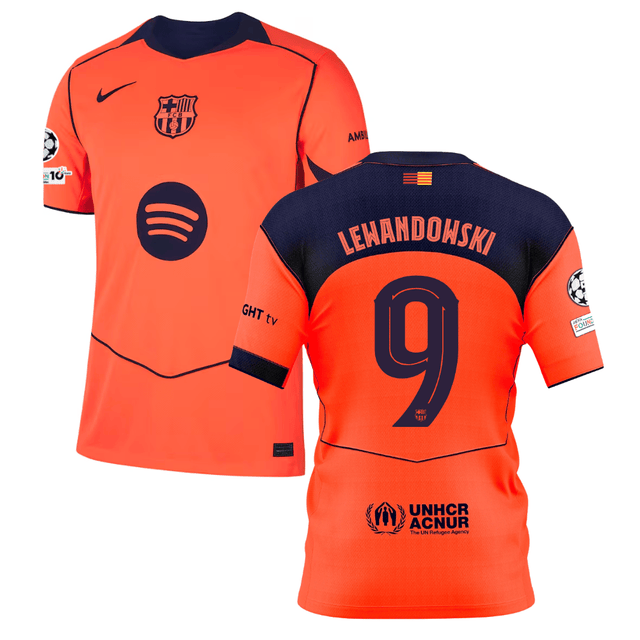 Robert Lewandowski 9 Barcelona 2025-26 Third Match Jersey – Orange