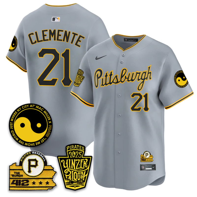 Roberto Clemente #21 Jersey Pittsburgh Pirates Yinzerpalooza 2025 Gray