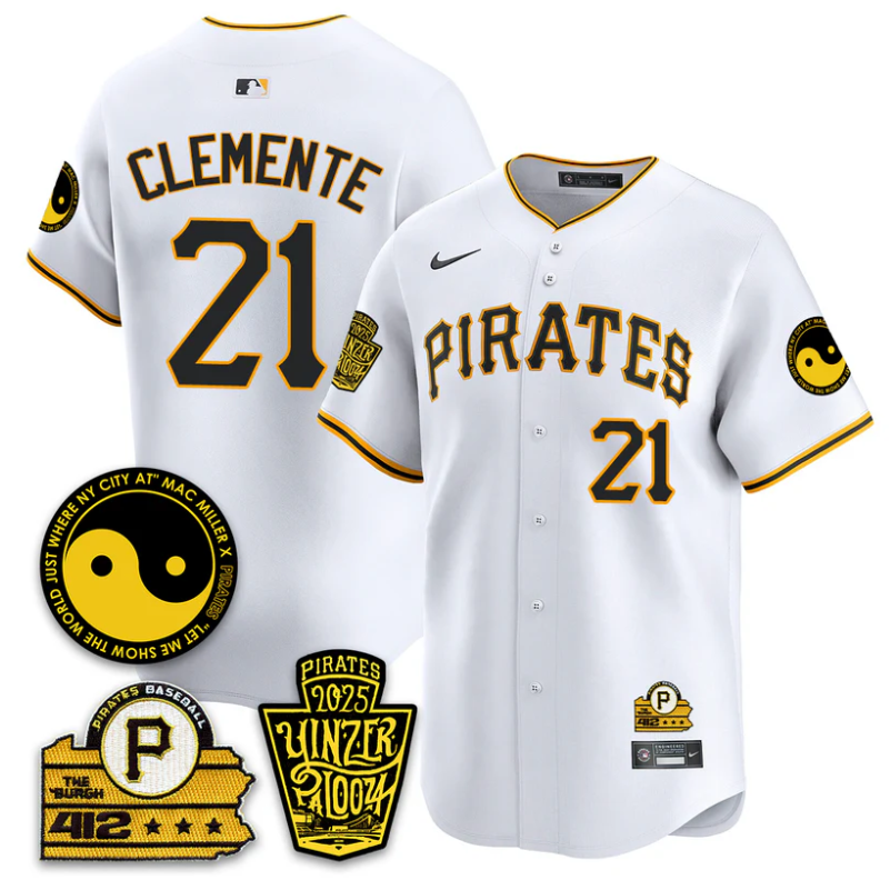 Roberto Clemente #21 Jersey Pittsburgh Pirates Yinzerpalooza 2025 White