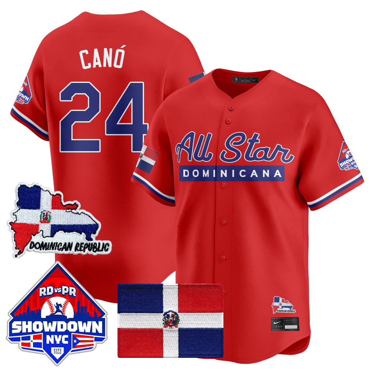 Robinson Canó Jersey #24 Dominican Republic Baseball All-Star 2025 Red