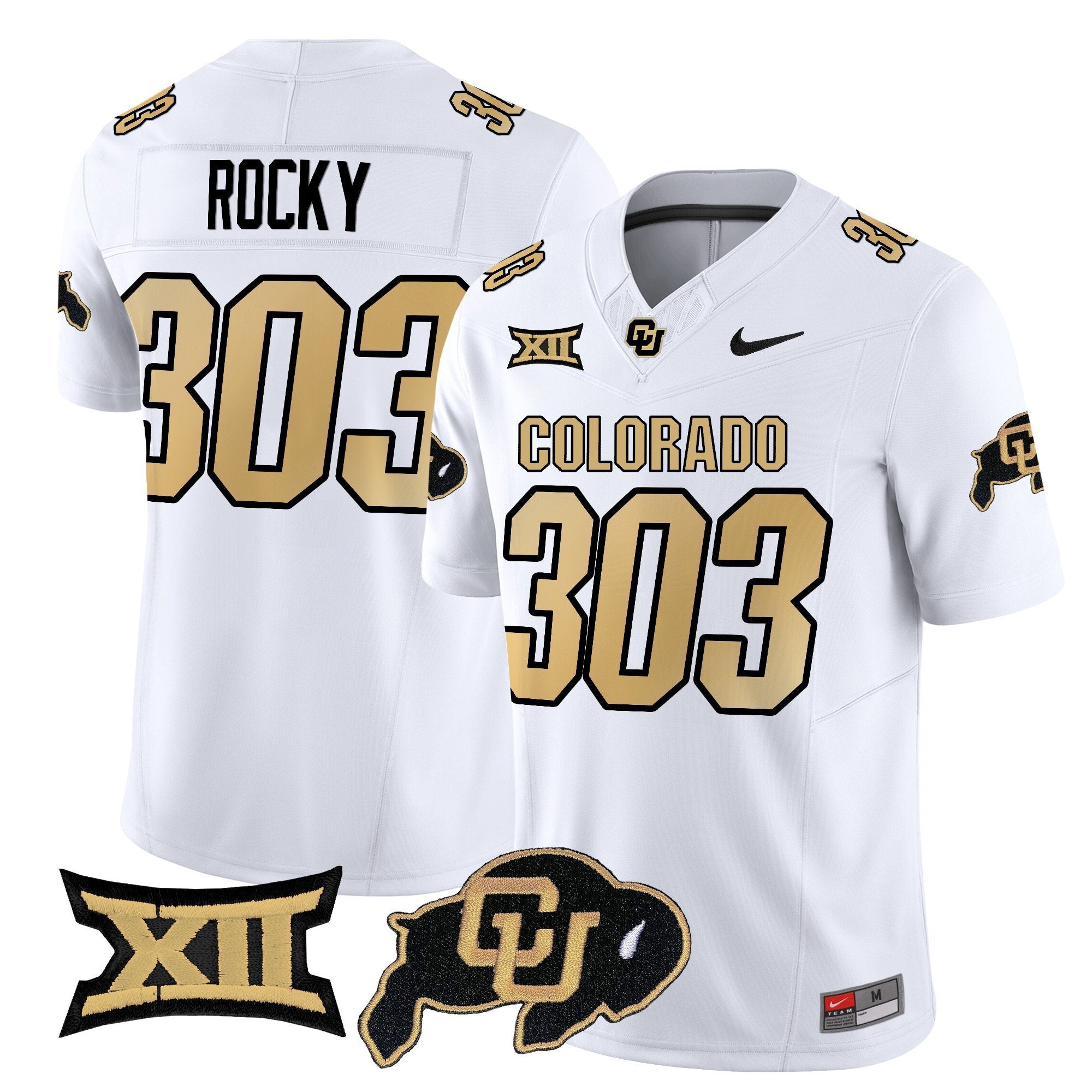 Rocky Jersey #303 Colorado Bumited Stitched White