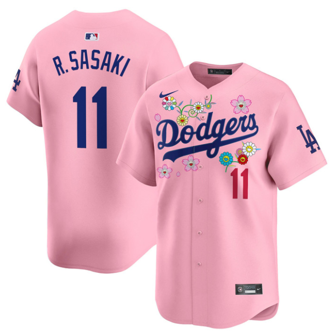 Roki Sasaki (Kanji) Jersey #11 Dodgers x Takashi Murakami 2025 Vapor Stitched Cherry Blossom