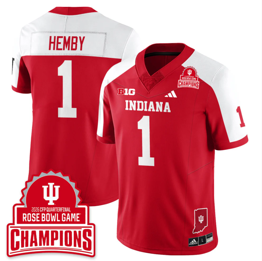 Roman Hemby Jersey #1 Indiana Hoosiers 2026 Rose Bowl Game Champions Patch Stitched