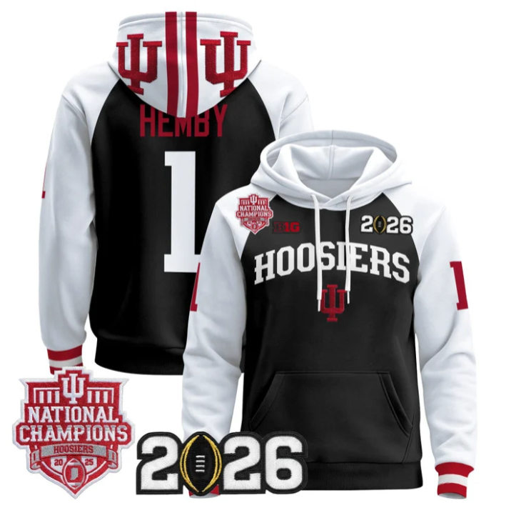 Roman Hemby Pullover Hoodie #1 Hoosiers 2025 National Champions Stitched