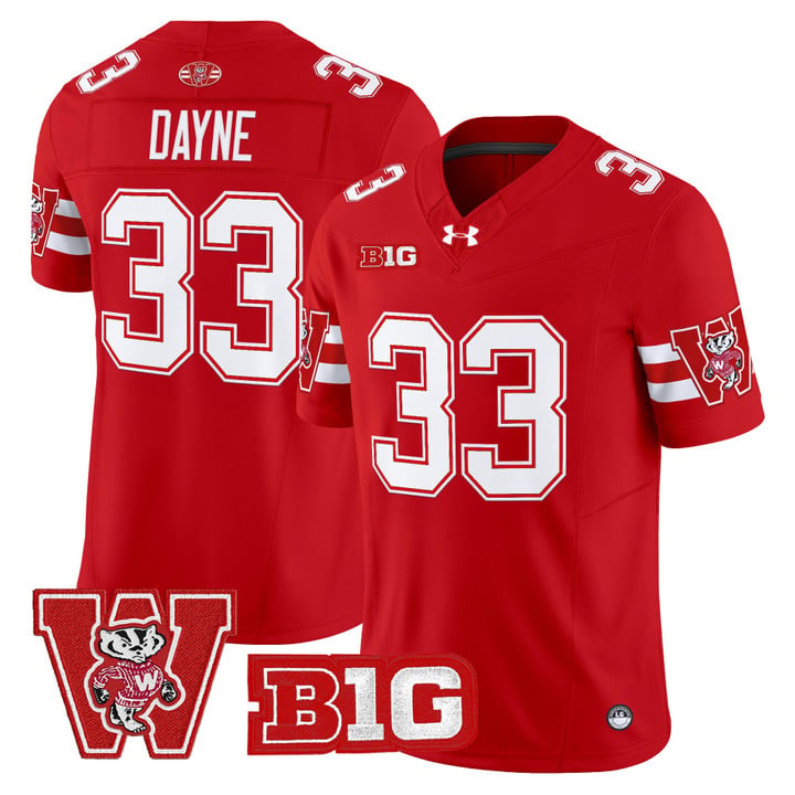 Ron Dayne Jersey #33 Wisconsin Badgers Throwback Stitched Red