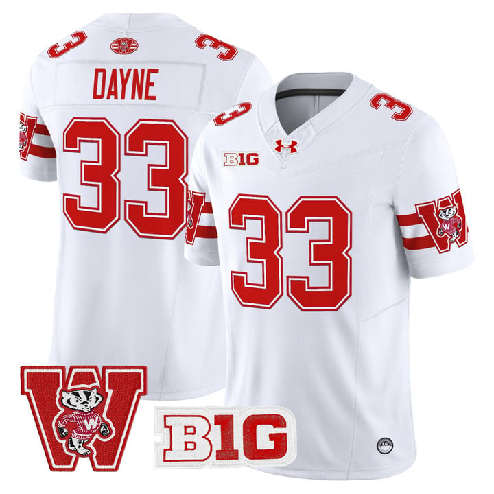 Ron Dayne Jersey #33 Wisconsin Badgers Throwback Stitched White