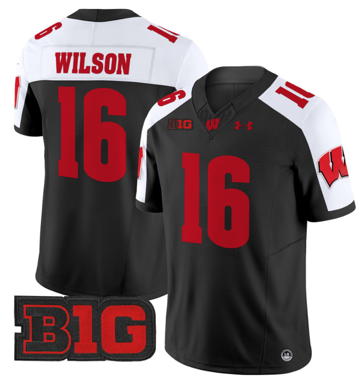 Russell Wilson Jersey #16 Wisconsin Badgers Vapor Football Stitched Black Alternate