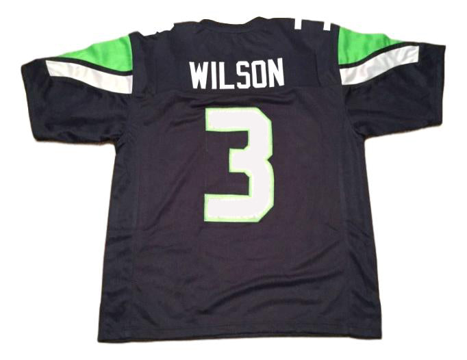 Russell Wilson CUSTOM STITCHED Unsigned Football Jersey Navy Blue