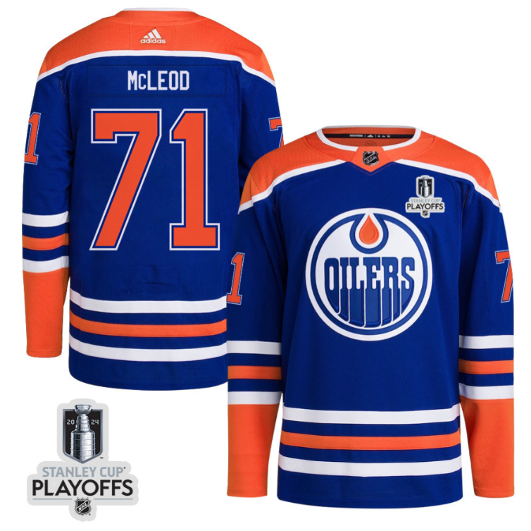 Ryan McLeod 71 Edmonton Oilers 2024 NHL Playoffs Patch Home Jersey - Men