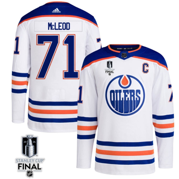 Ryan McLeod 71 Edmonton Oilers 2024 STANLEY CUP Final Away Jersey Men, White