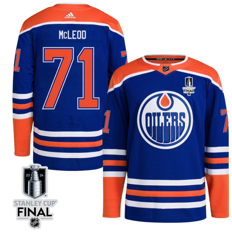 Ryan McLeod 71 Edmonton Oilers 2024 STANLEY CUP Final Home Primegreen Jersey Men, Royal