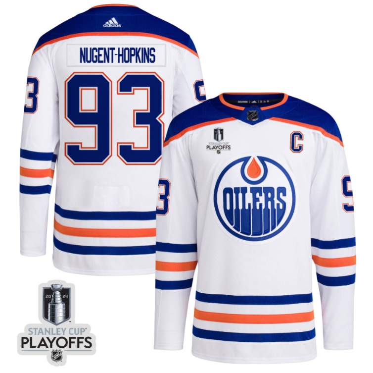Ryan Nugent-Hopkins 93 Edmonton Oilers 2024 NHL Playoffs Patch Away Jersey - Men, White