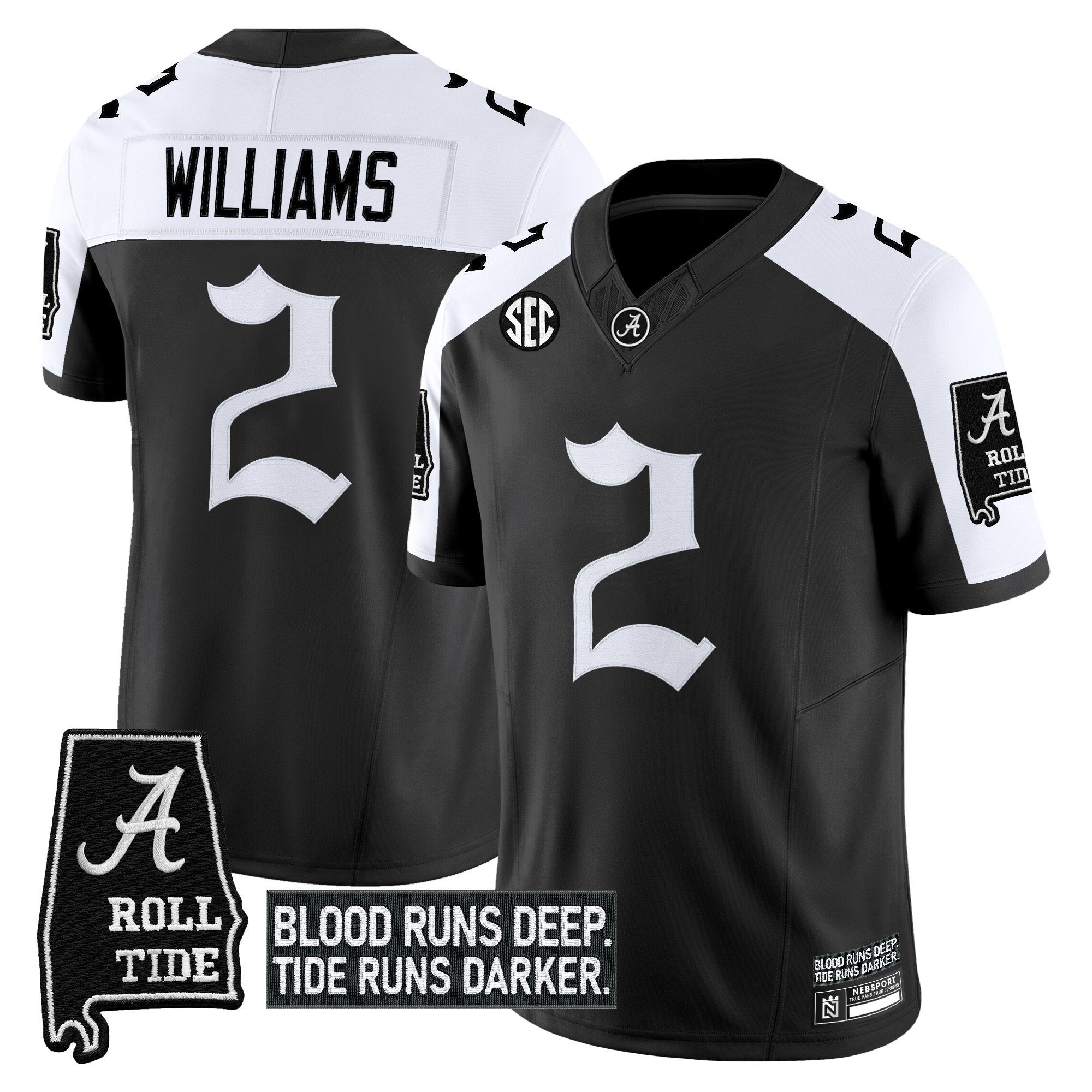 Ryan Williams Jersey #2 Alabama Crimson Gothic Bama Blood Edition Stitched Alter