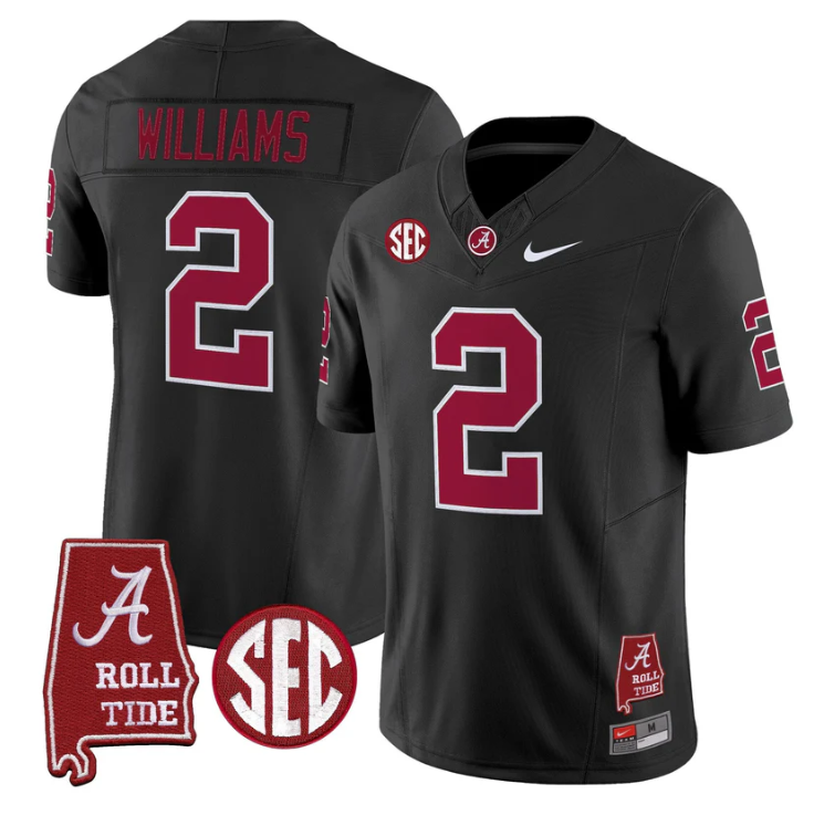Ryan Williams Jersey #2 Alabama Crimson Tide Throwback Map Stitched