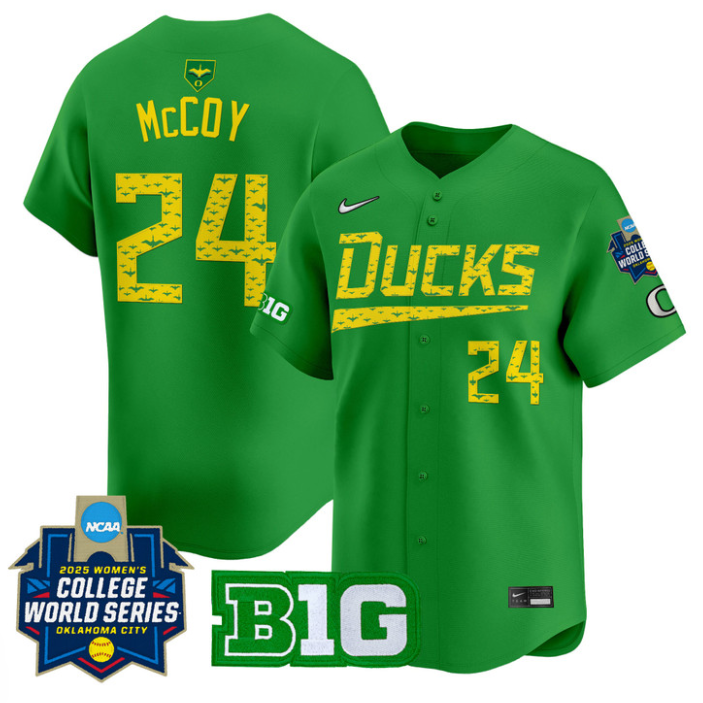 Rylee McCoy Jersey #24 Oregon Ducks Softball 2025 World Series Stitched Green
