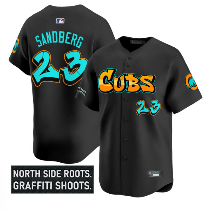 Ryne Sandberg Jersey #23 Chicago Cubs Graffiti North Side Edition Stitched Black