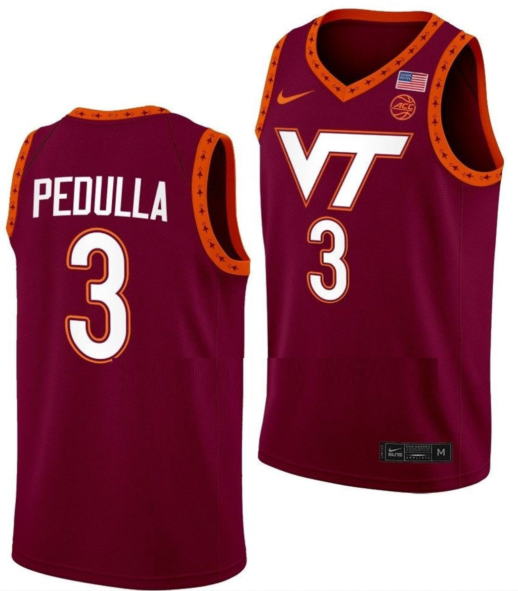 Sean Pedulla Jersey Virginia Tech Hokies College Basketball Swingman White #3