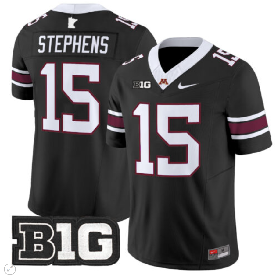 Sandy Stephens Jersey #15 Minnesota Golden Gophers Vapor Limited Football Black