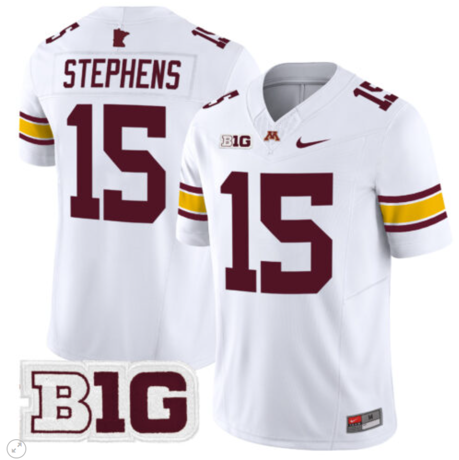 Sandy Stephens Jersey #15 Minnesota Golden Gophers Vapor Limited Football White