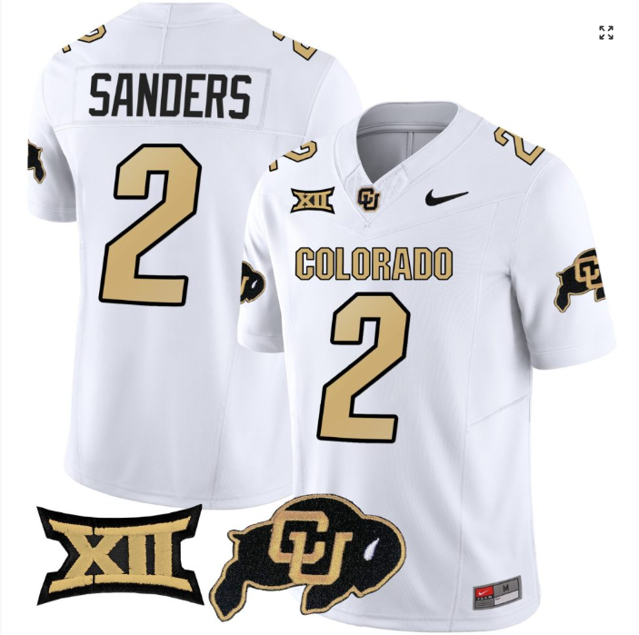 Shadeur Sanders Jersey #2 Colorado Buffaloes Football White Home