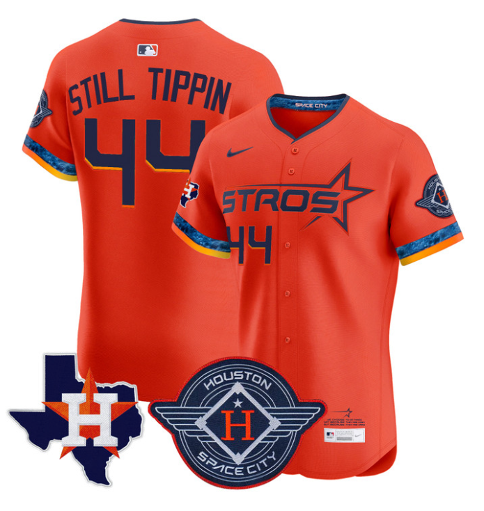 Still Tippin Jersey #44 Houston Astros 2025 City Connect Texas Patch Premier Elite Stitched Orange