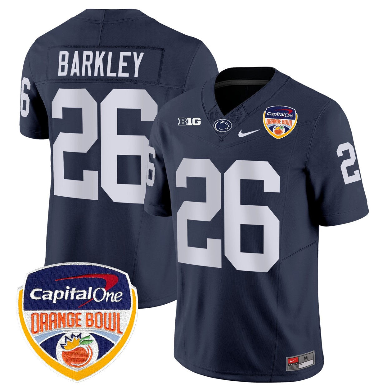 Saquon Barkley Jersey #26 Penn State Orange Bowl Patch Stitched Navy