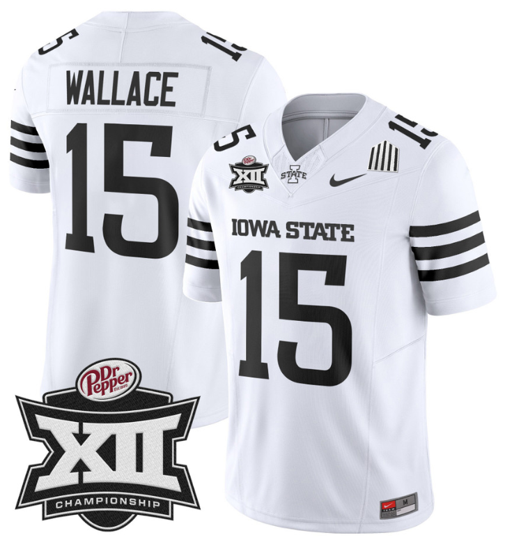 Seneca Wallace Jersey #15 Iowa State 2024 Championship Patch Vapor White Limited