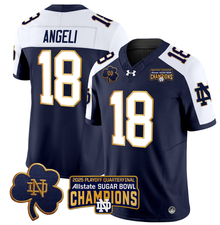 Steve Angeli Jersey #18 Notre Dame 2025 Sugar Bowl Champions Navy Alternate