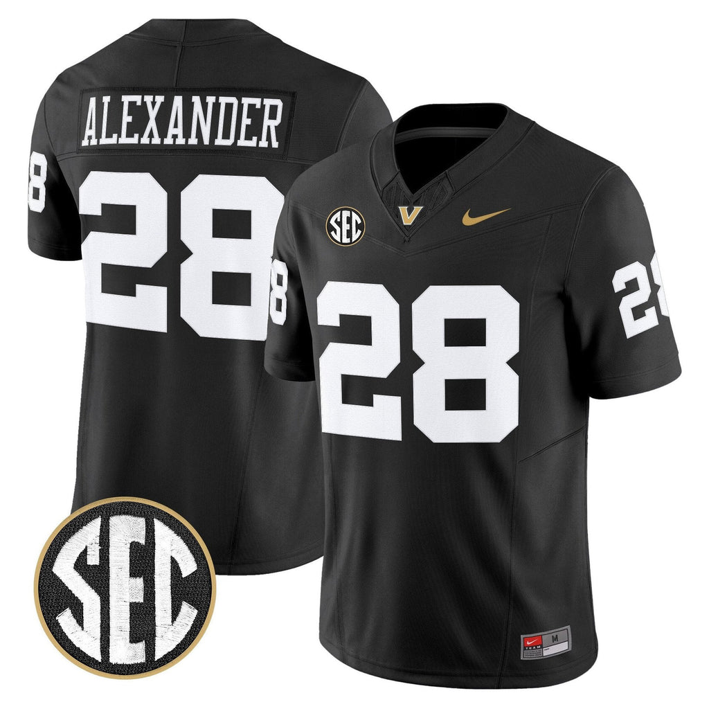 Sedrick Alexander Jersey #28 Vanderbilt Commodores 2025 Limited Stitched Black