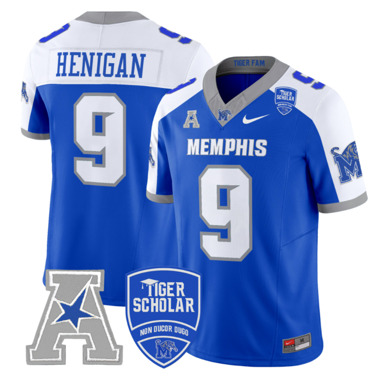 Seth Henigan Jersey #9 Memphis Tigers 2024 Vapor Limited Stitched Royal Alternate