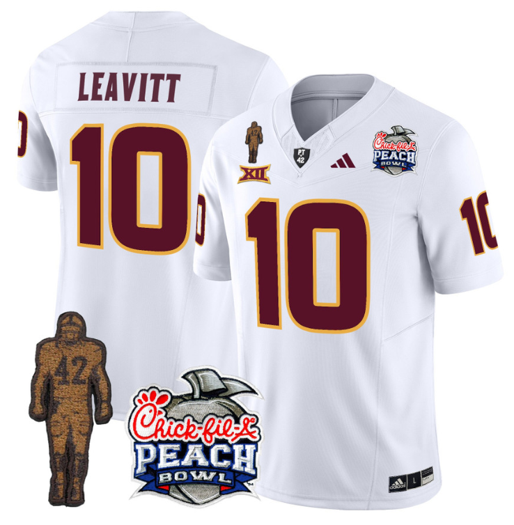 Sam Leavitt Jersey #10 Sun Devils Pat Tillman Peach Bowl Patch White