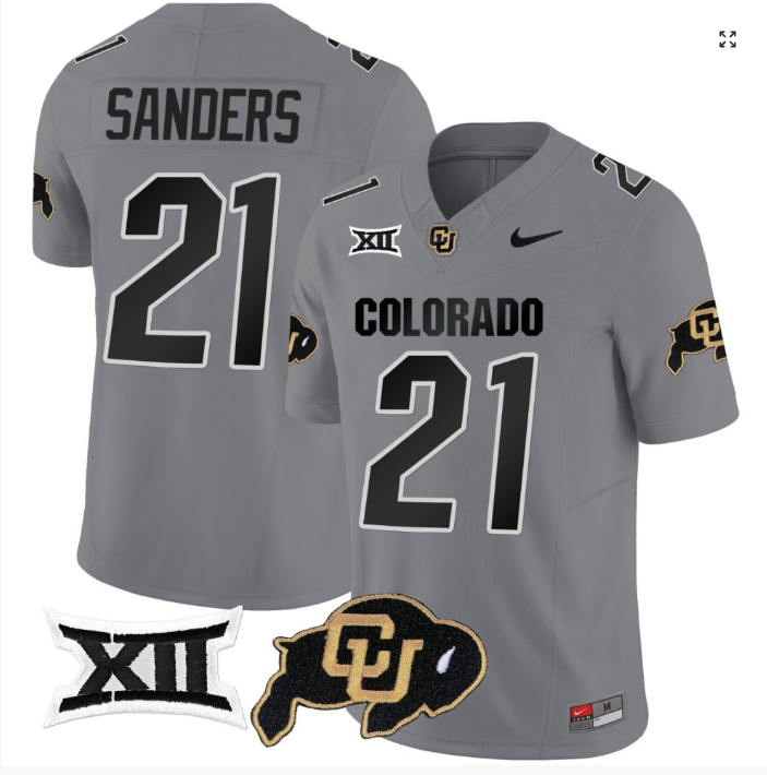 Shilo Sanders Jersey #21 Colorado Buffaloes Football Gray Home Alternative