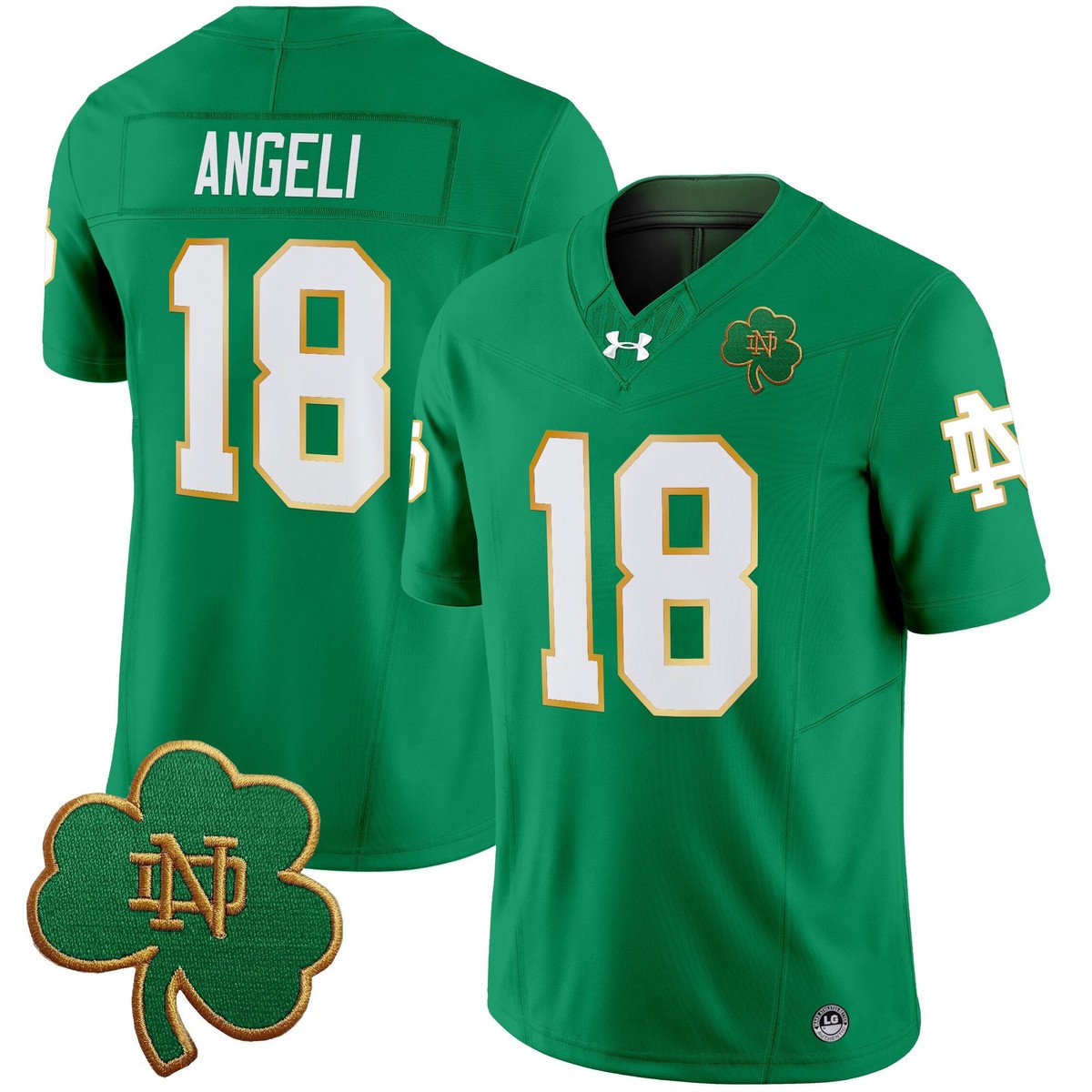 Steve Angeli Jersey #18 Notre Dame 2025 Vapor Limited V3 Stitched Green